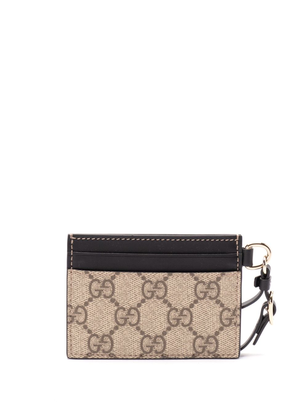 【GUCCI】GGエンブレム カードケース ウィズストラップ ベージュ&ダークブラウン［819121FAD6L9741］