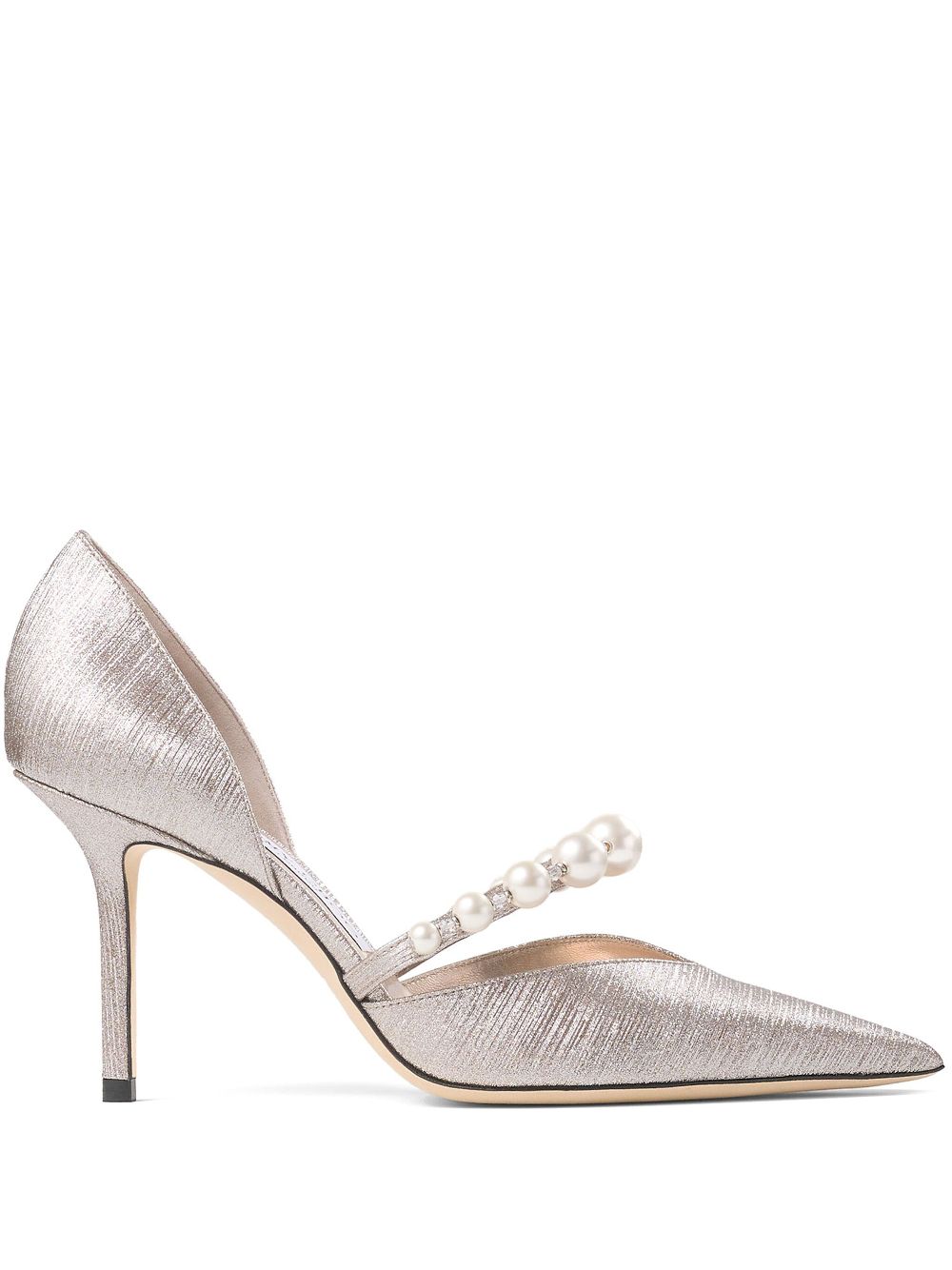 【JIMMY CHOO】Aurelie 85 Glitter Pearl Pumps Macaron/White［AURELIE85JSNMACARON/WHITE］