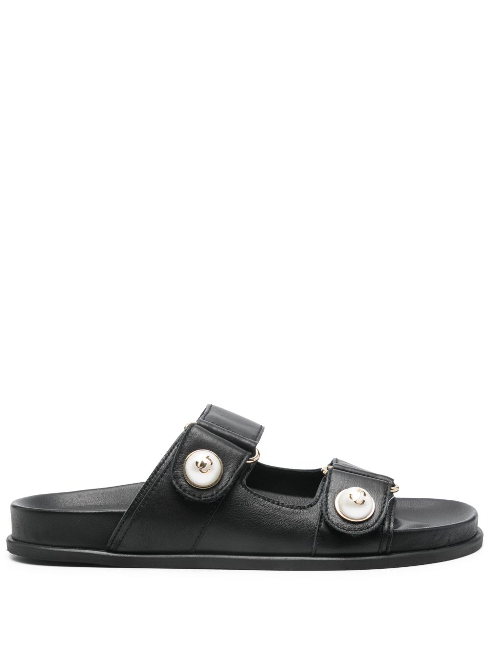 【JIMMY CHOO】Fayence エンベリッシュド スライドサンダル ブラック［FAYENCESQMBLACK］