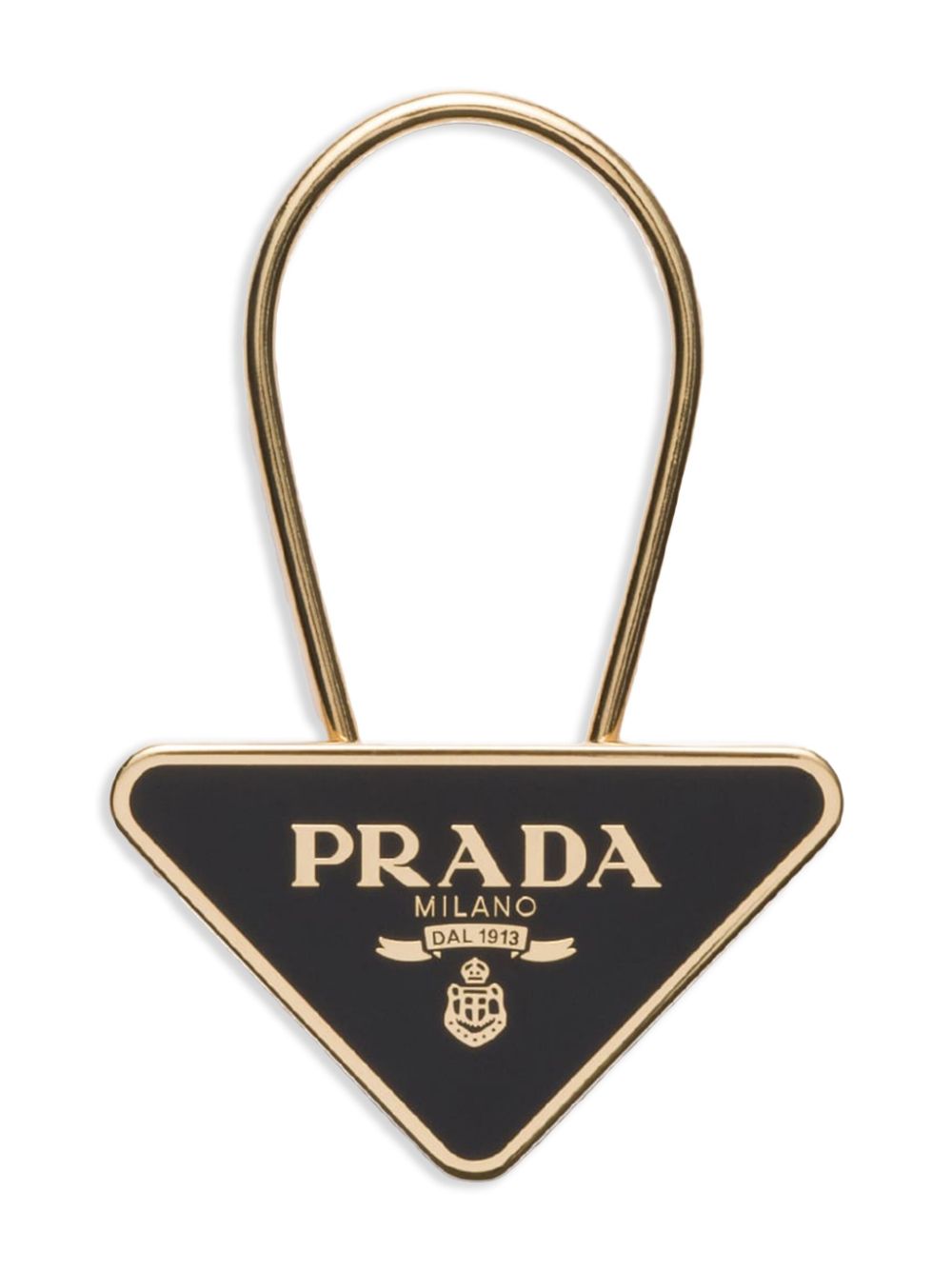 【PRADA】トライアングルロゴ メタルキーホルダー ブラック［1PS06366AF019F］