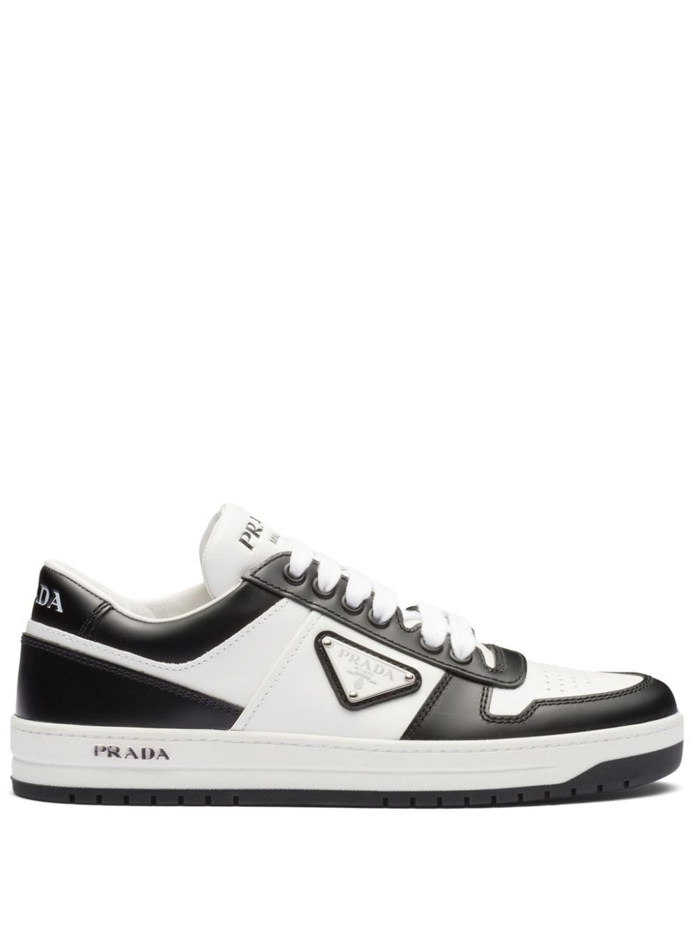 【PRADA】ダウンタウン パーフォレーテッドレザー スニーカー ホワイト&ブラック［1E792M3LKGF0964］