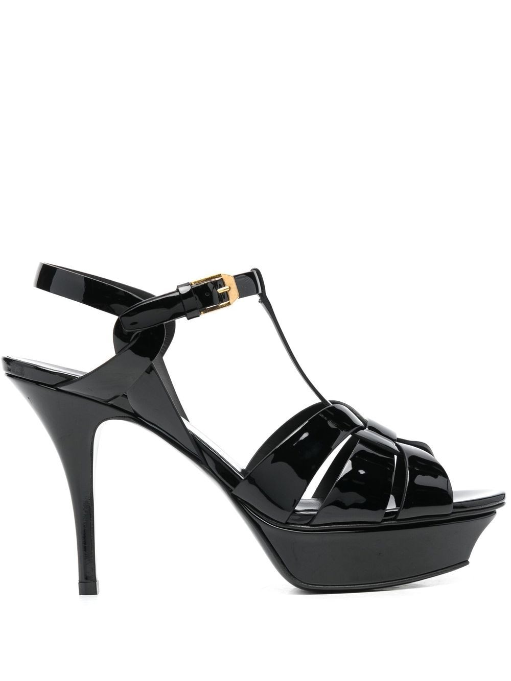【SAINT LAURENT】トリビュート プラットフォームサンダル パテントレザー ブラック［315490AAAOW1000］