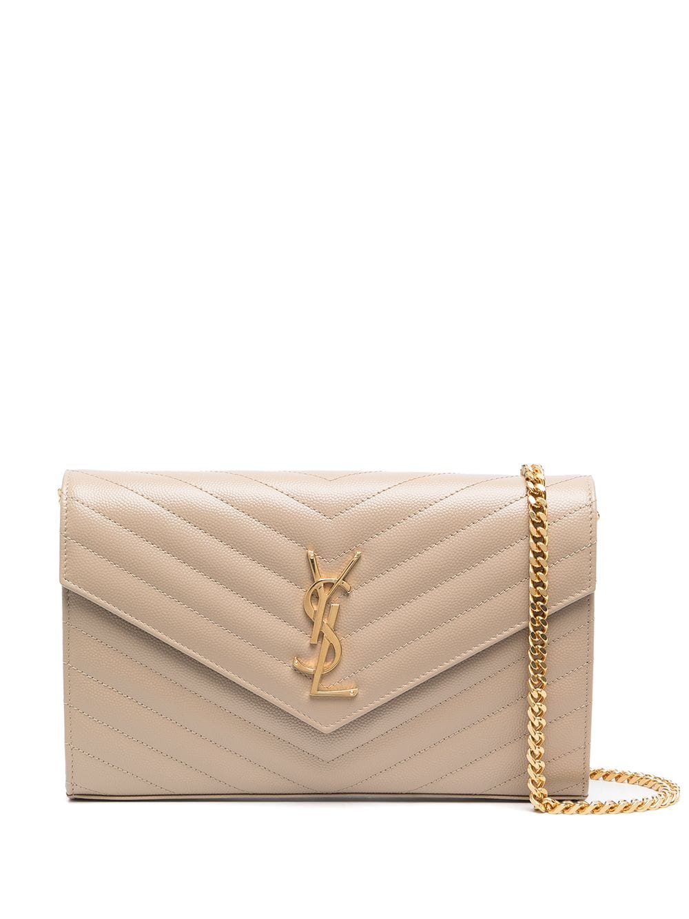 【SAINT LAURENT】クラシック カサンドラ チェーンウォレット グレインドプードルレザー ベージュ［377828BOW012721］