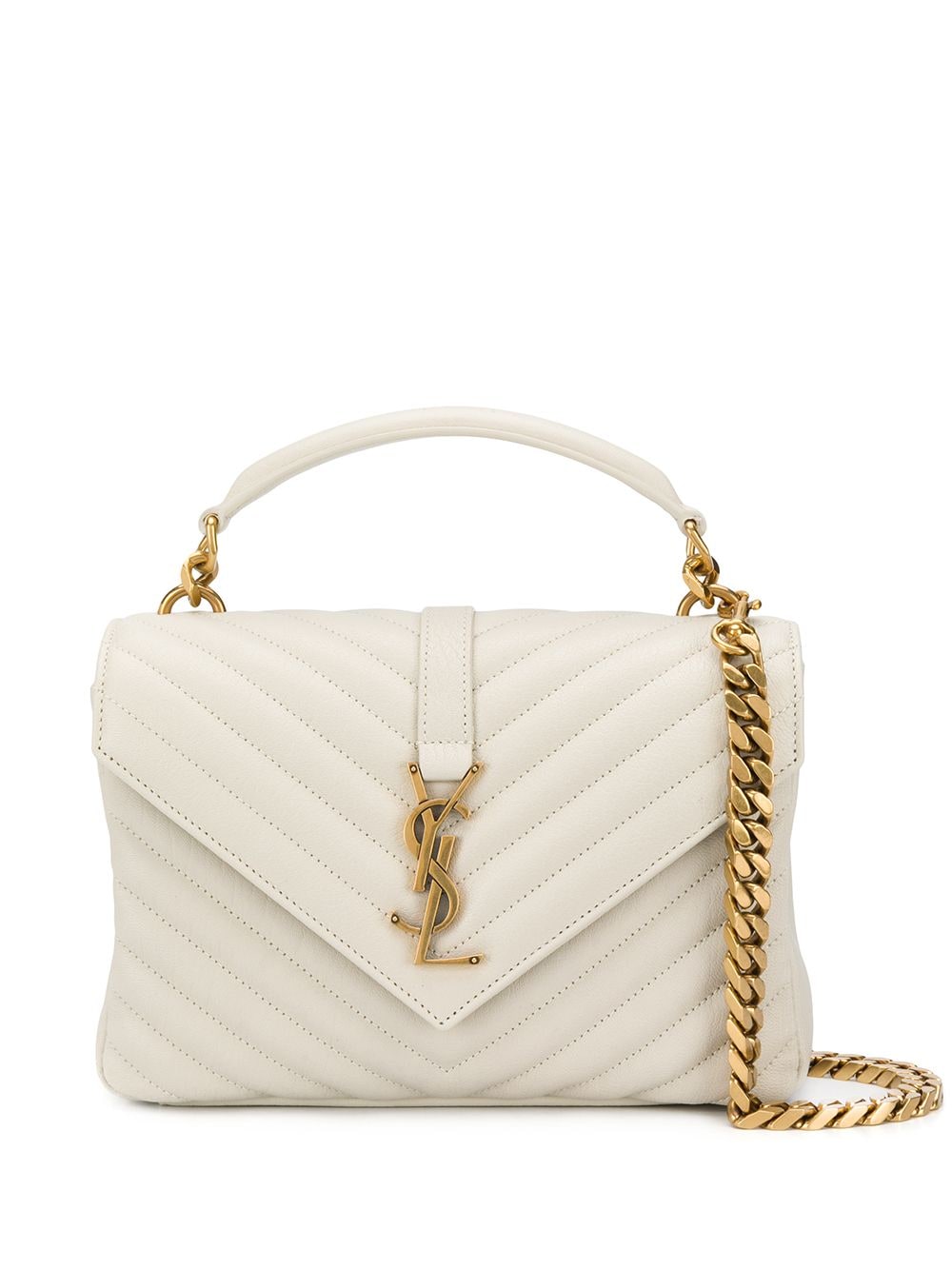 【SAINT LAURENT】COLLEGE ミディアム キルティングレザー ショルダーバッグ ベージュ［600279BRM079207］