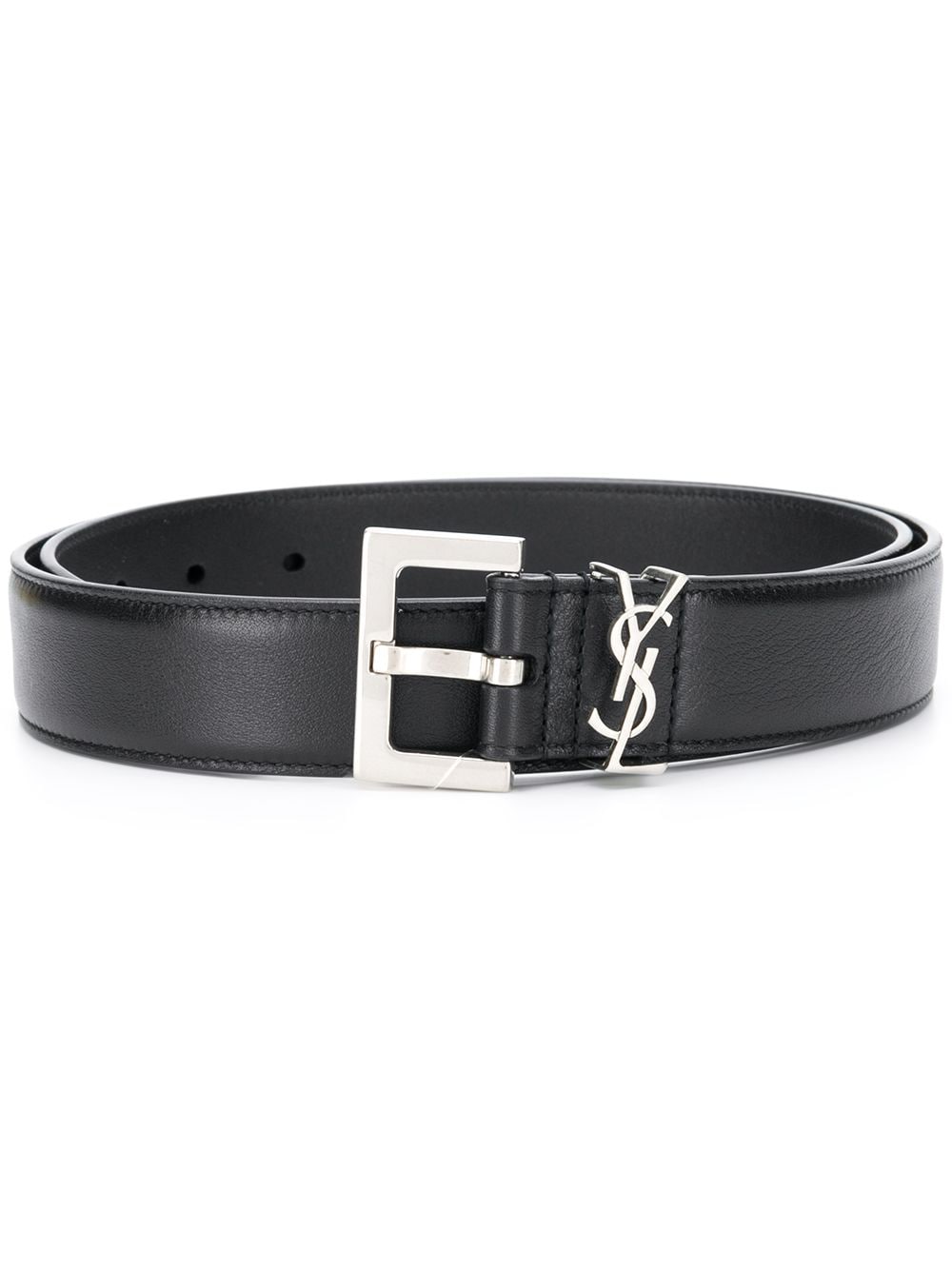 【SAINT LAURENT】モノグラム ベルト スクエアバックル スムースレザー ブラック［634437BOO0E1000］