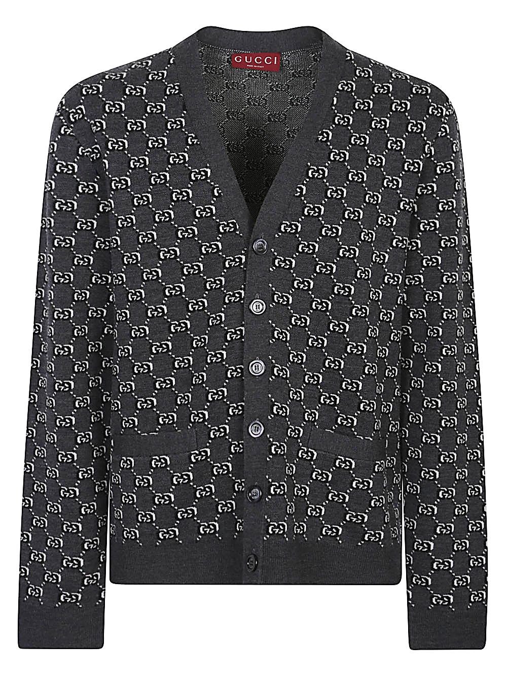 【GUCCI】GGシャドー ウールカーディガン グレー［801705XKEAP1150］