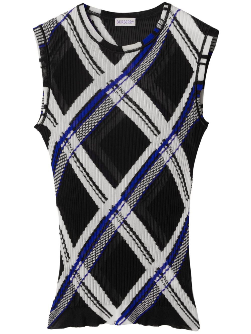 【BURBERRY】チェック シルク ノースリーブトップ ブラック［8087291A1003］