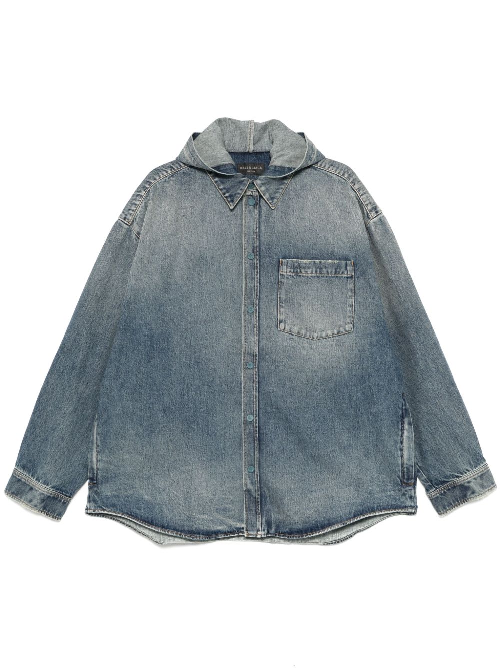 【BALENCIAGA】シャツパーカー ライトインディゴデニム［814227THW254245］