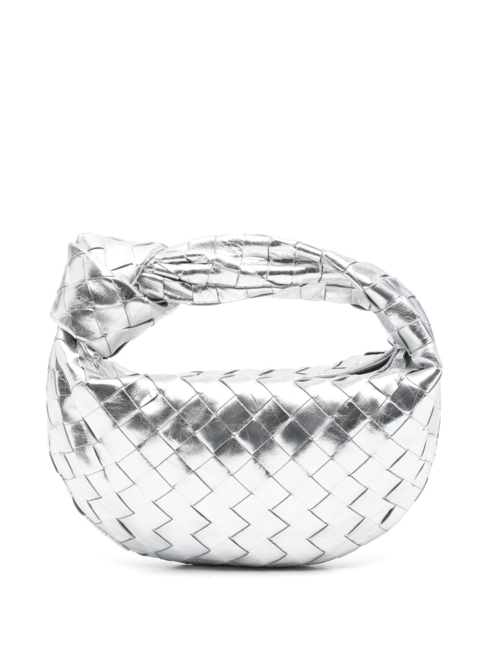 【BOTTEGA VENETA】ミニ ジョディ シルバー レザー ハンドバッグ［651876V4P108101］