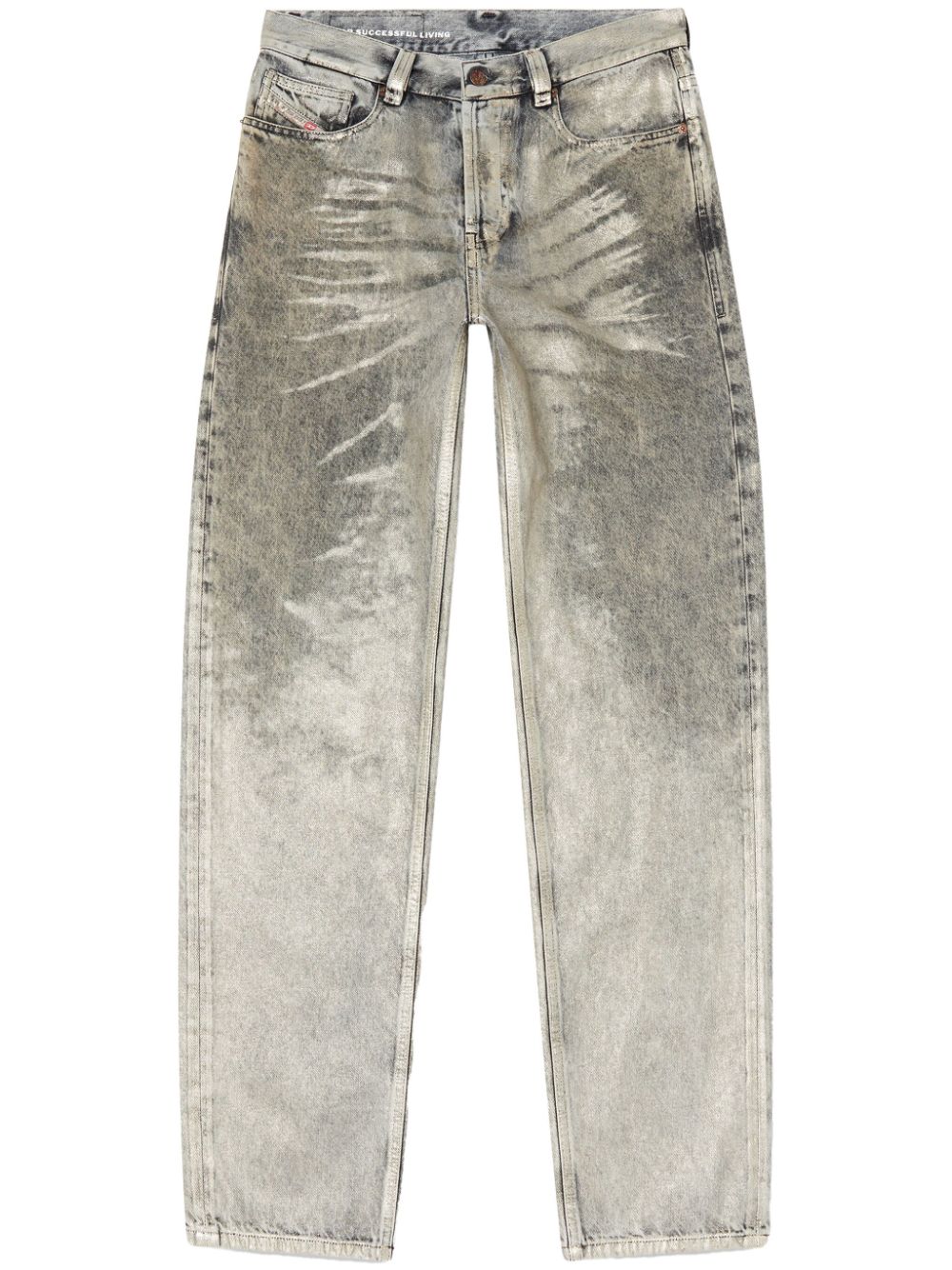 【DIESEL】DE-FULSY シャイニーコーティングデニム ミディスカート グレー［A1734409L7902］