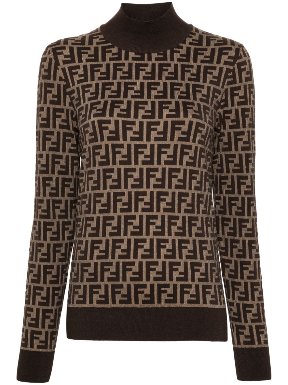 【FENDI】FFコットン ハイネックセーター ブラウン［FZXC73ASJTF0GGE］