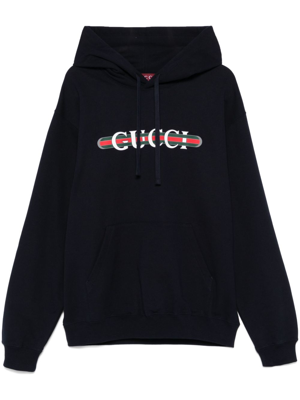 【GUCCI】コットンジャージー プリント フーデッドスウェットシャツ ネイビー［788771XJG594735］