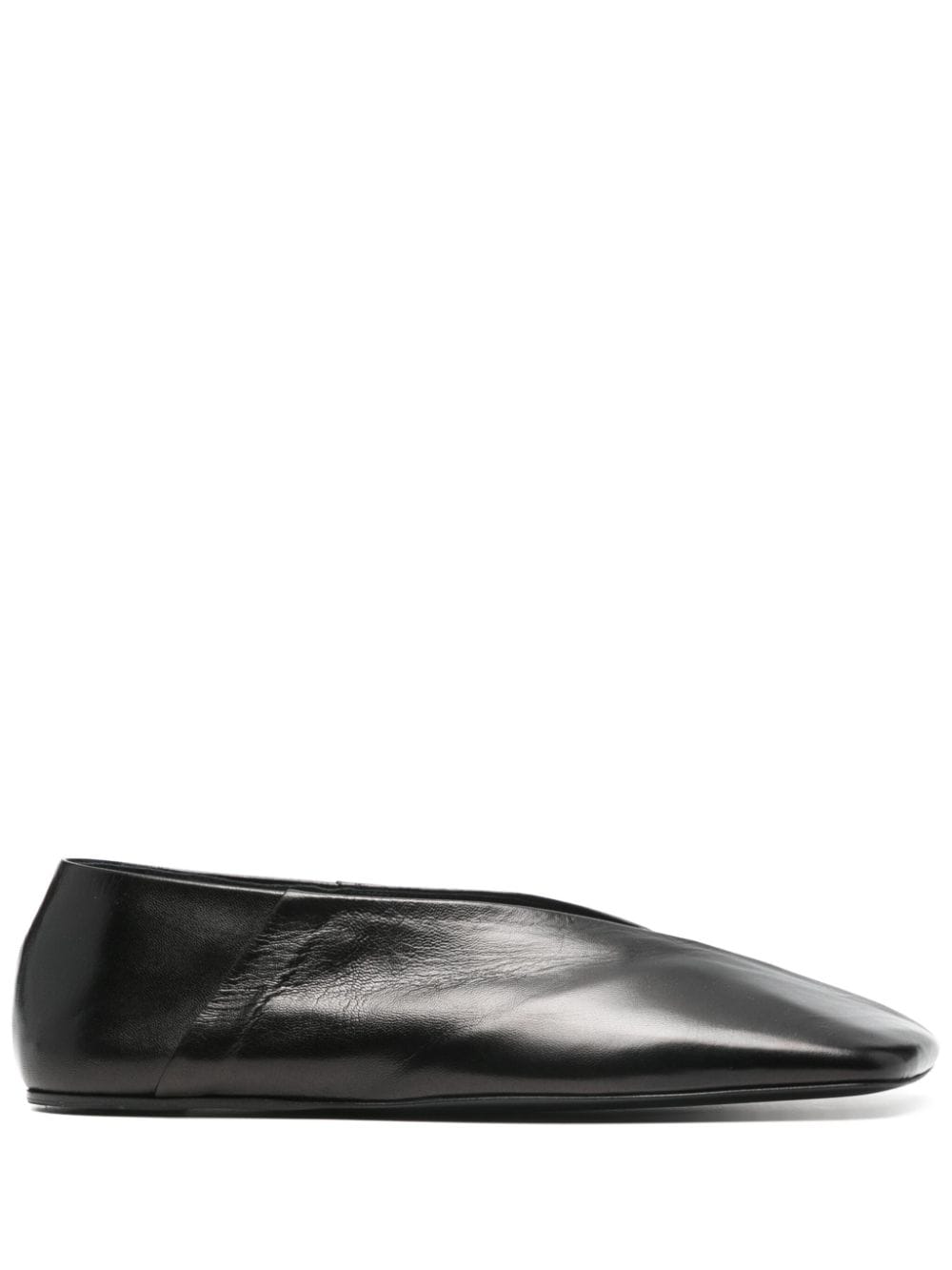 【JIL SANDER】ブラック カーフレザー バレエフラットシューズ［J57WZ0001P4864001］