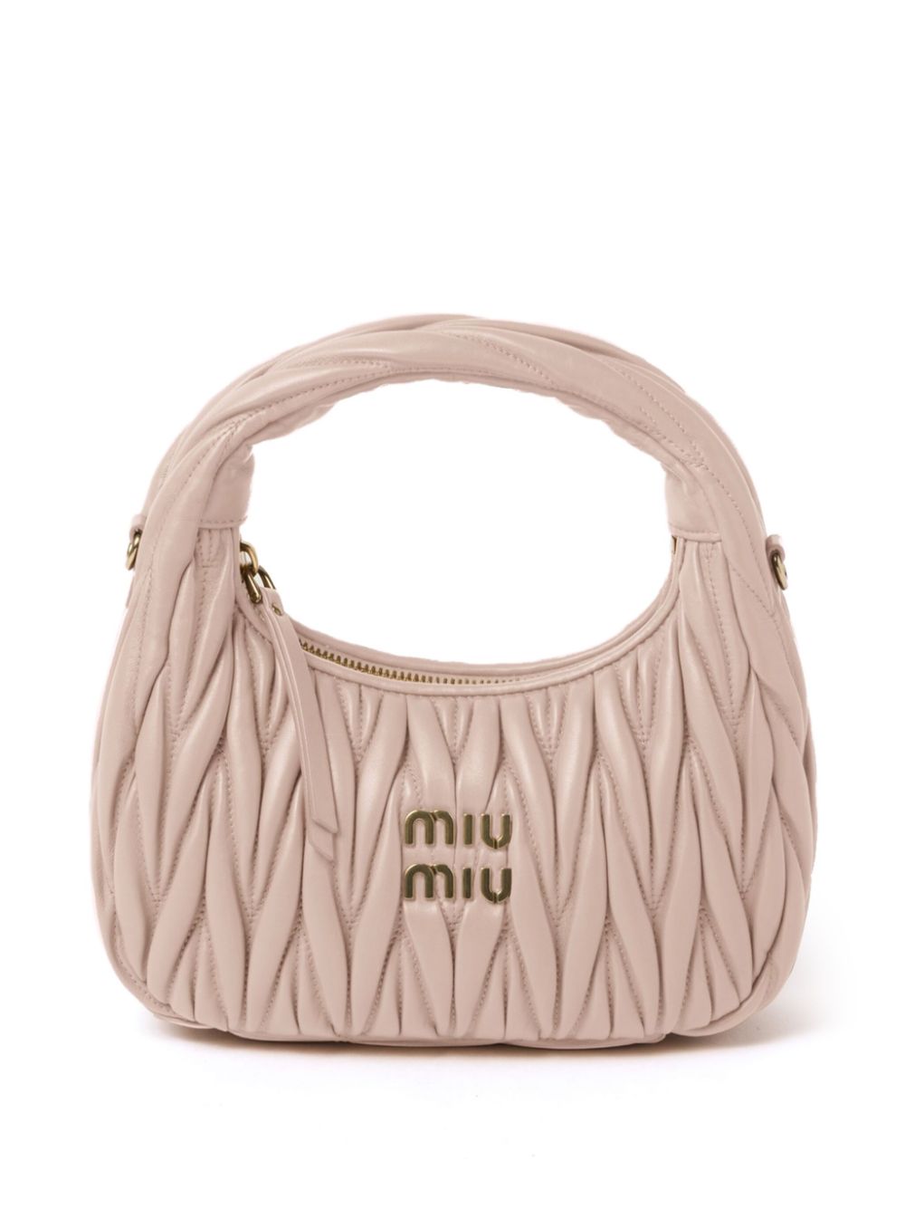 【MIU MIU】Wander Matelassé Leather Hobo Bag［5BC125AN88F0236］