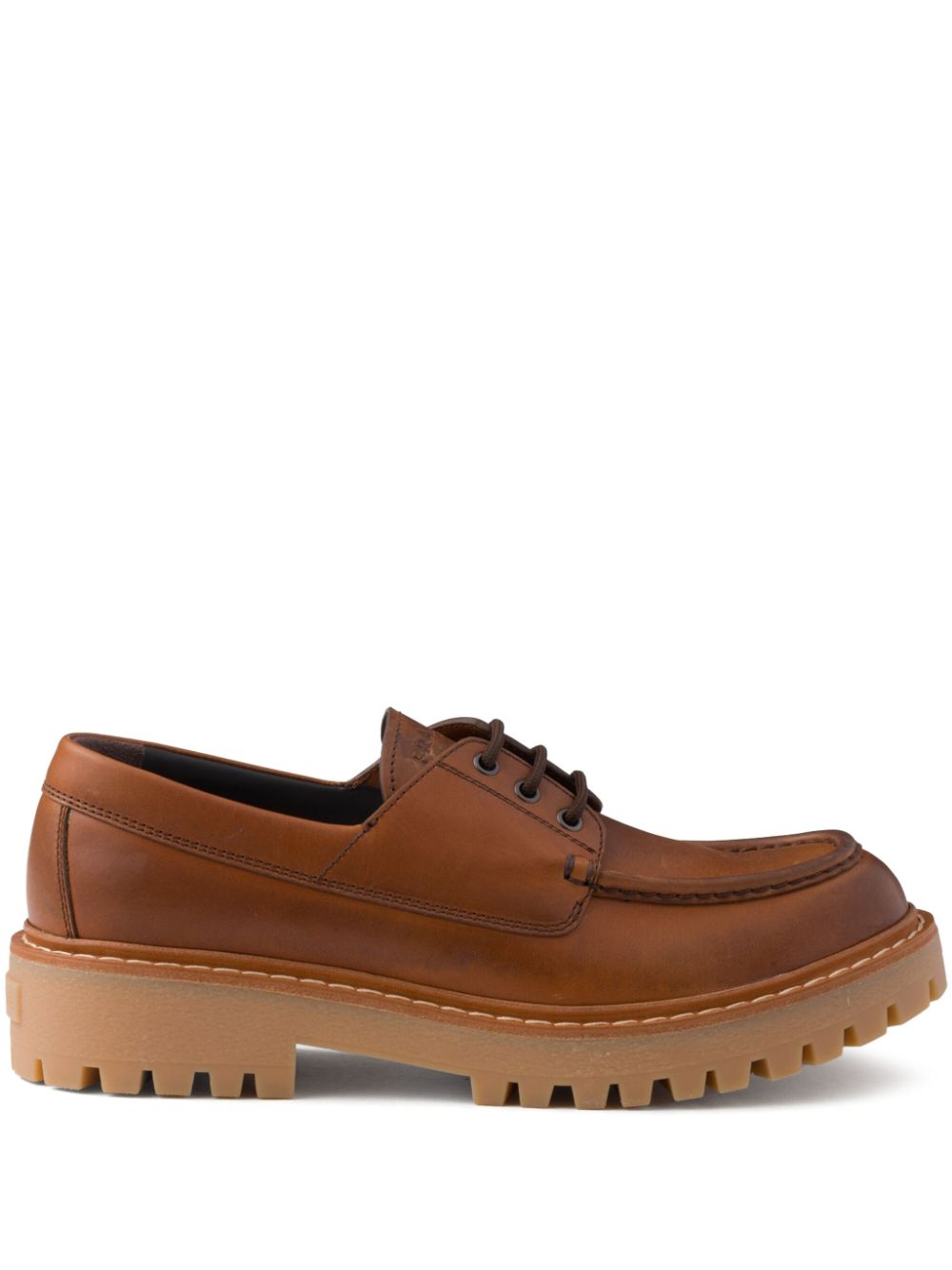 【PRADA】レザー レースアップ ローファー ブラウン［2EE416070F0046］