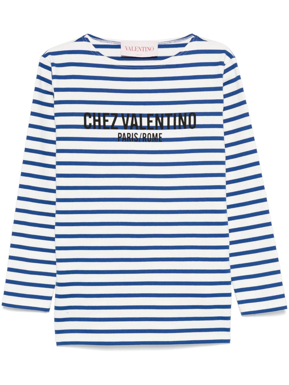 【VALENTINO】Chez Valentino ストライプ柄ロングスリーブTシャツ［BMG24C962CR1］