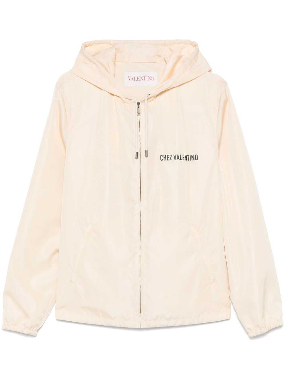 【VALENTINO】Chez Valentino ナイロンジップアップフーディ ホワイト［VCI3486FNQT3］