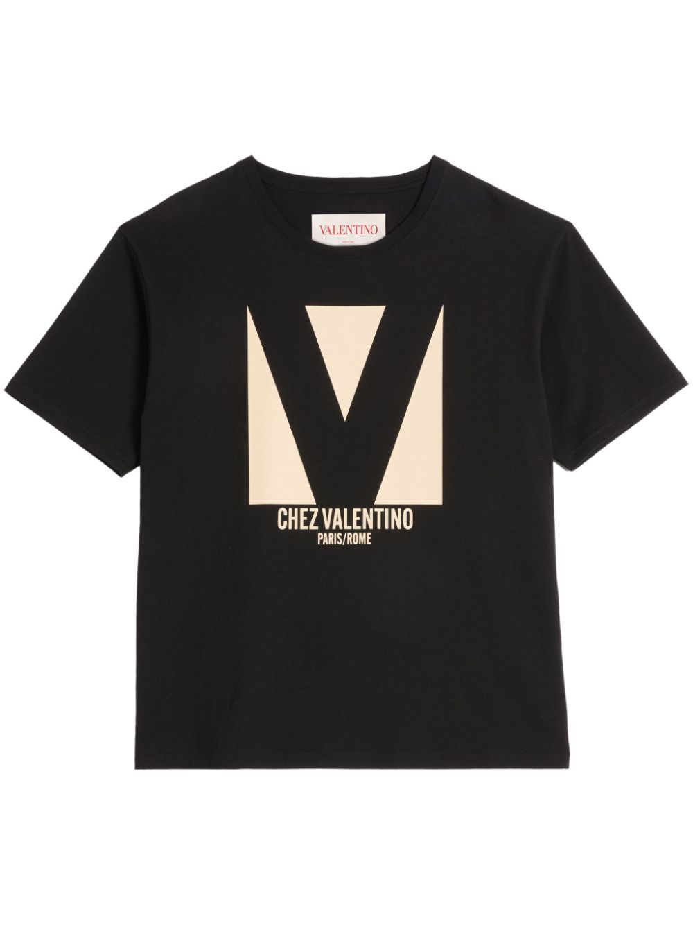 【VALENTINO】Chez Valentino ロゴ コットンTシャツ ブラック［VMG16PAQ90NO］