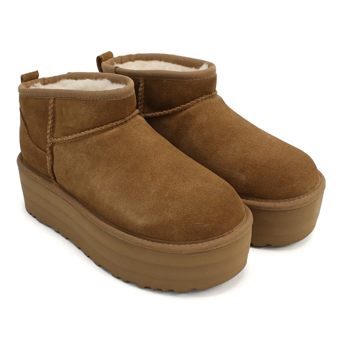 UGG アグ クラシック ウルトラ ミニ プラットフォーム ムートンブーツ 1135092 CHE レディース ベージュ - 画像 (2)
