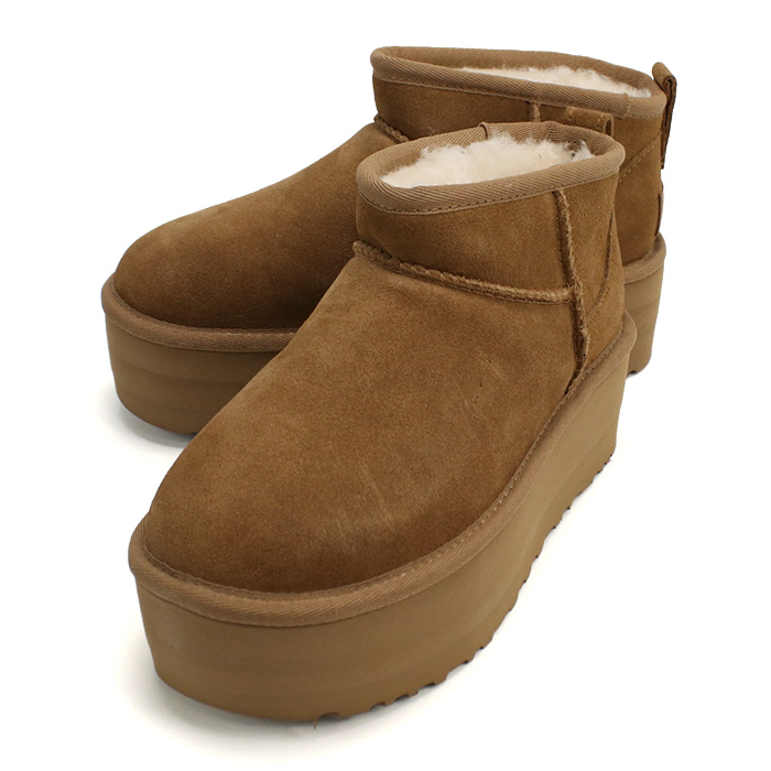 UGG アグ クラシック ウルトラ ミニ プラットフォーム ムートンブーツ 1135092 CHE レディース ベージュ - 画像 (3)