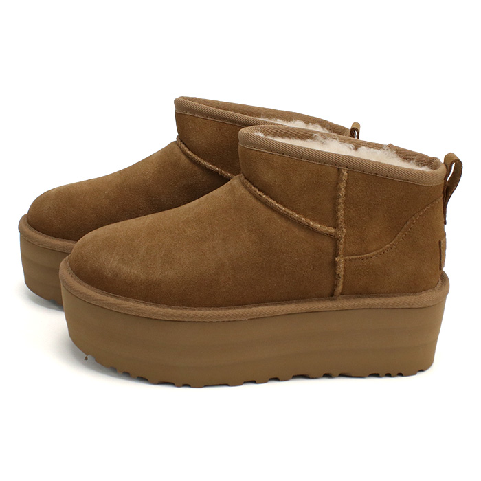 UGG アグ クラシック ウルトラ ミニ プラットフォーム ムートンブーツ 1135092 CHE レディース ベージュ - 画像 (4)