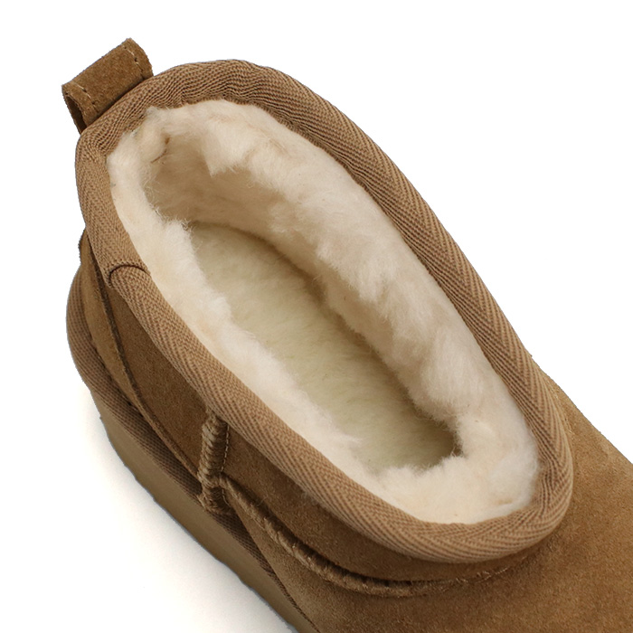 UGG アグ クラシック ウルトラ ミニ プラットフォーム ムートンブーツ 1135092 CHE レディース ベージュ - 画像 (8)