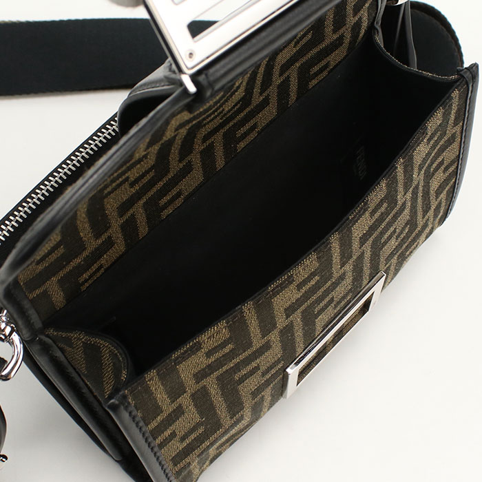 FENDI フェンディ ダブルバゲット ブラウンジャカードFF 斜め掛け ショルダーバッグ 7VA649 ALWK F0L3T メンズ ブラウン - 画像 (6)