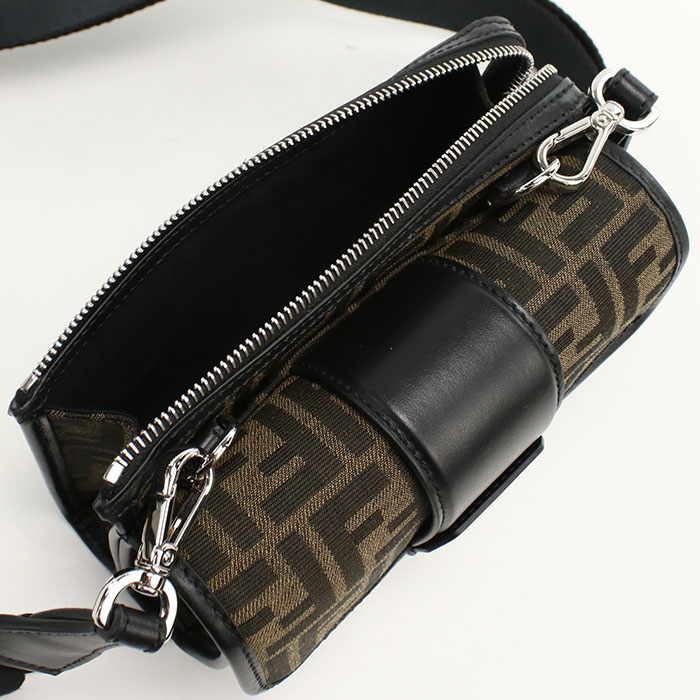 FENDI フェンディ ダブルバゲット ブラウンジャカードFF 斜め掛け ショルダーバッグ 7VA649 ALWK F0L3T メンズ ブラウン - 画像 (7)