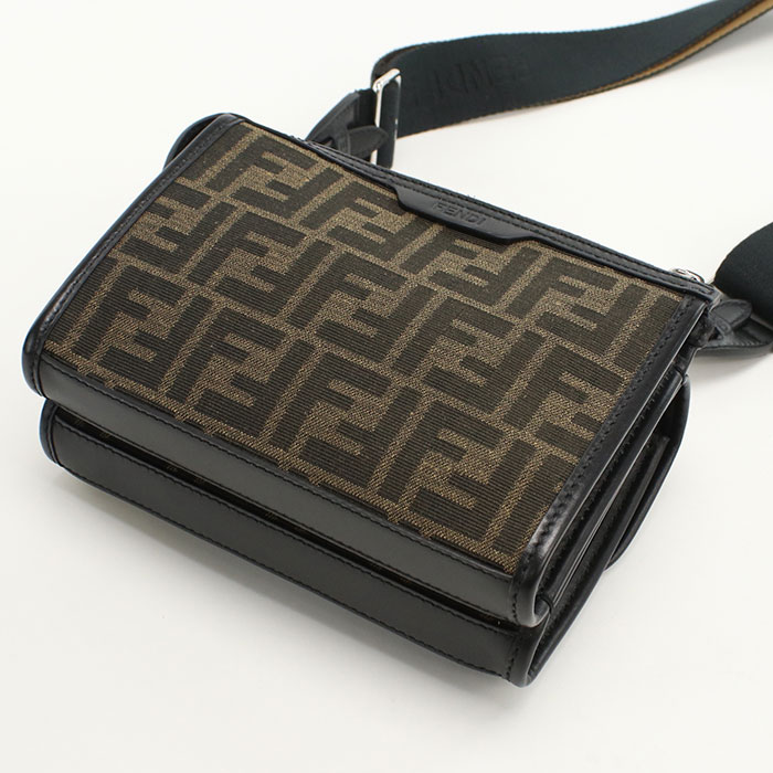 FENDI フェンディ ダブルバゲット ブラウンジャカードFF 斜め掛け ショルダーバッグ 7VA649 ALWK F0L3T メンズ ブラウン - 画像 (8)