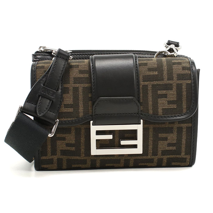 FENDI フェンディ ダブルバゲット ブラウンジャカードFF 斜め掛け ショルダーバッグ 7VA649 ALWK F0L3T メンズ ブラウン - 画像 (9)