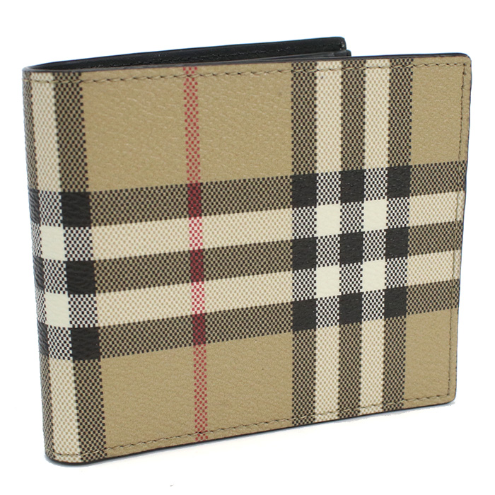 バーバリー BURBERRY 二折財布小銭入付き ブランド8084169 A7026ARCHIVE BEIGE ベージュ系 マルチカラー wallet-01