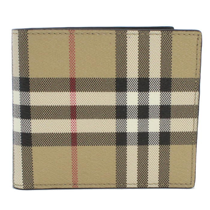 バーバリー BURBERRY 二折財布小銭入付き ブランド8084169 A7026ARCHIVE BEIGE ベージュ系 マルチカラー wallet-01 - 画像 (2)