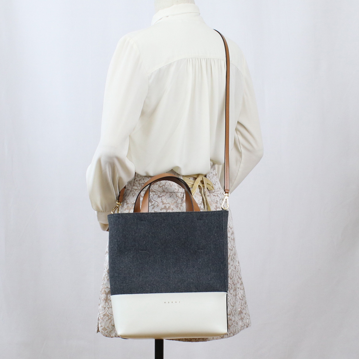 マルニ MARNI トートバッグ ブランド 2WAY ショルダー ミュゼオ カラーブロック ブランドSHMPV01Q00 P5070 ZO281グレー系 ホワイト系 bag-01 - 画像 (11)