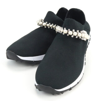 ジミーチュウ JIMMY CHOO  レディーススニーカー　ブランド　クリスタル 　VERONA　BQT　BLACK-WHITEブラック　shoes-01