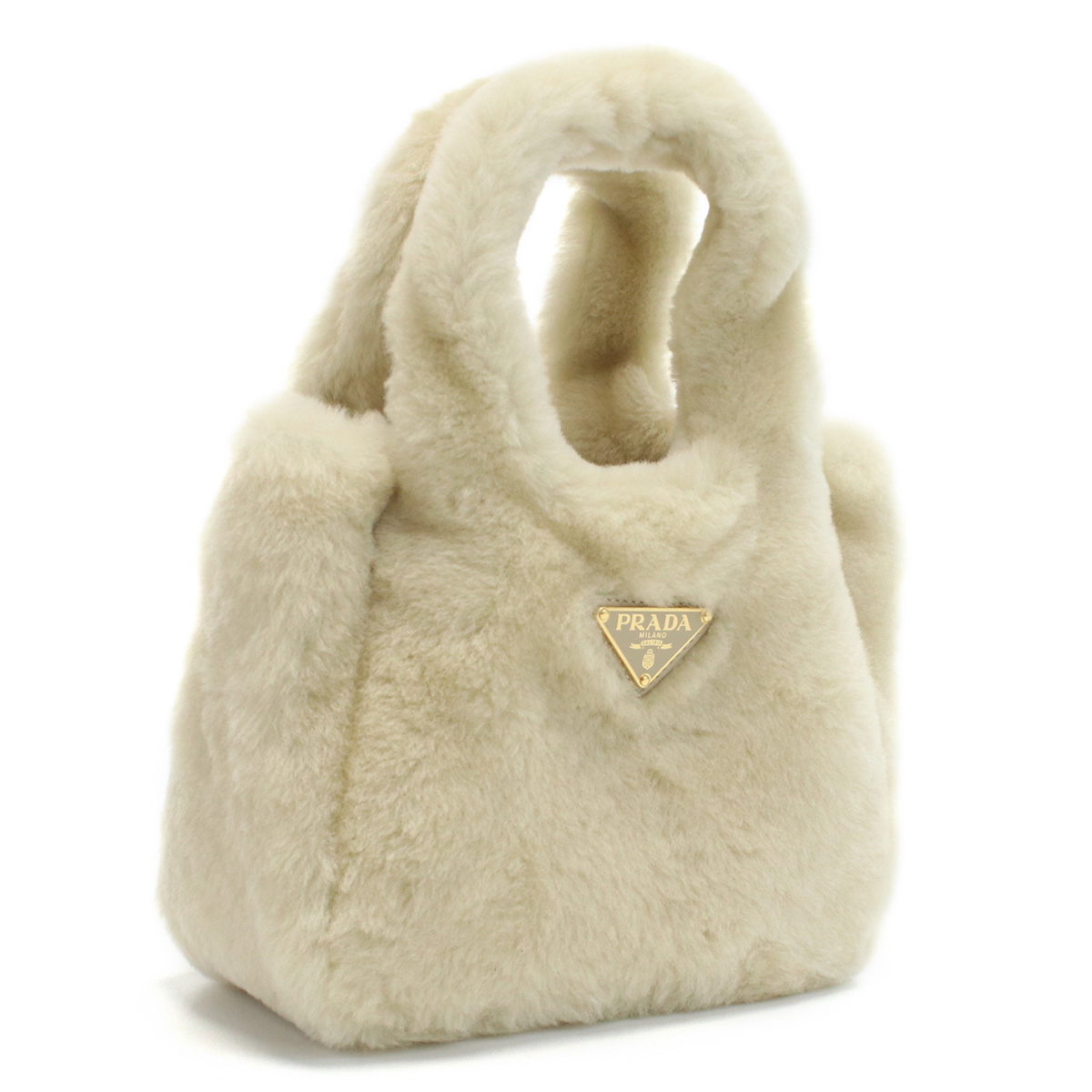 プラダ PRADA シアリング ミニ ハンドバッグ ロゴプレート1BA349 2EC9 V OVO F0379ECRU ベージュ系 bag-01 - 画像 (5)