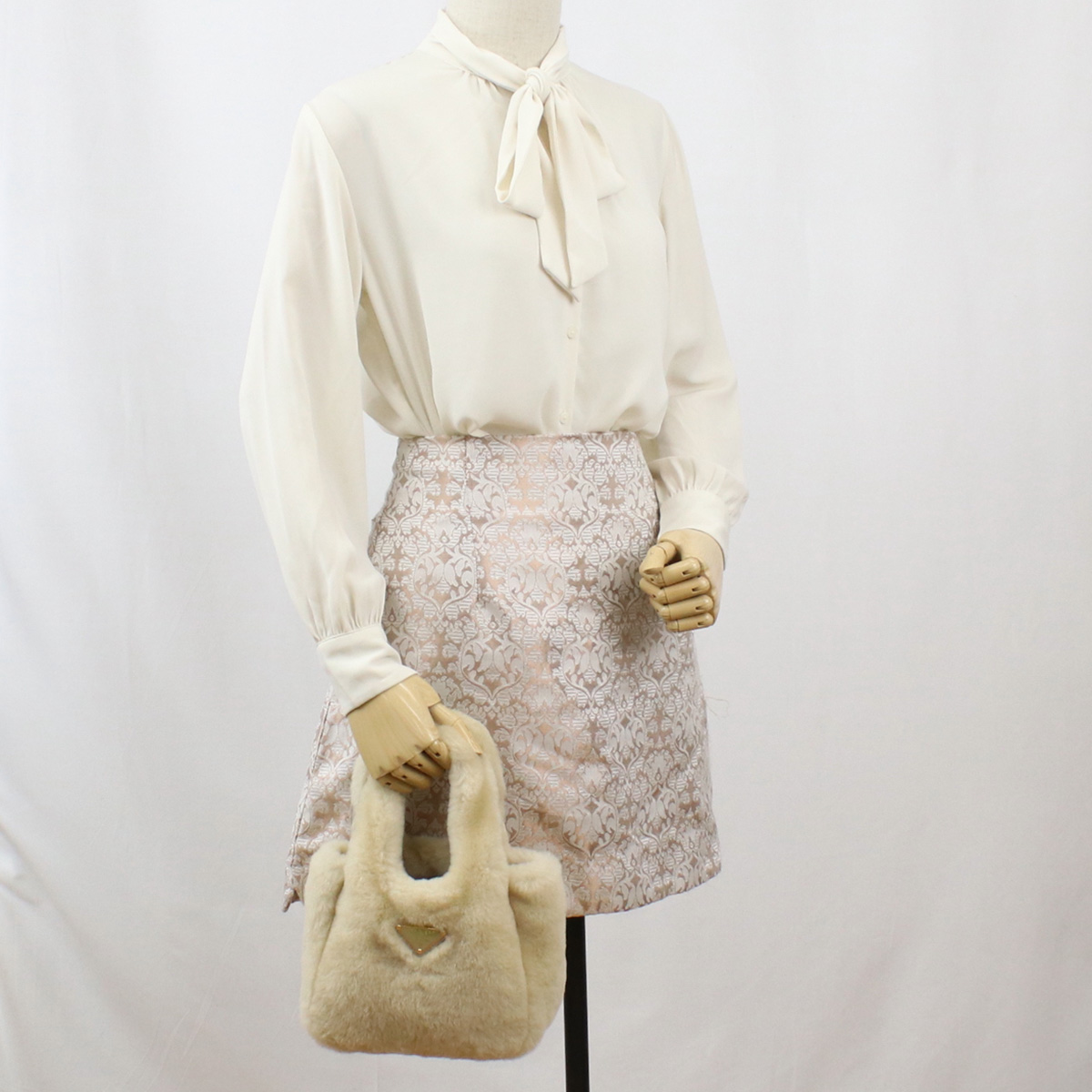 プラダ PRADA シアリング ミニ ハンドバッグ ロゴプレート1BA349 2EC9 V OVO F0379ECRU ベージュ系 bag-01 - 画像 (11)