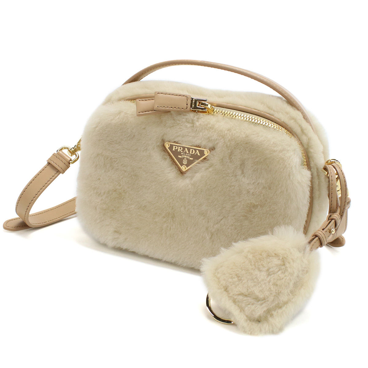 プラダ PRADA オデット シアリング ショルダーバッグ ロゴプレート1BH208 2EC9 V OOO F03KLECRU+NOISETTE ベージュ系 bag-01 - 画像 (3)