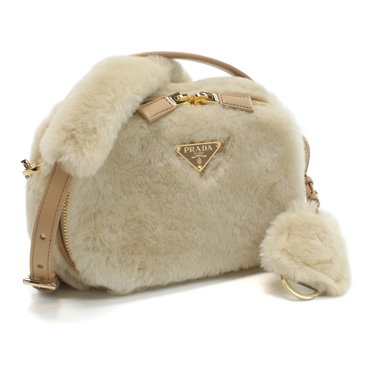 プラダ PRADA オデット シアリング ショルダーバッグ ロゴプレート1BH208 2EC9 V OOO F03KLECRU+NOISETTE ベージュ系 bag-01 - 画像 (5)