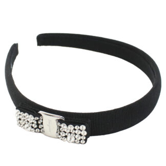 フェラガモ FERRAGAMO  カチューシャ　ヴィラリボン ビジュー 　ブランド34-7581 0713034　NERO+CRYSTALブラック　accessory-01