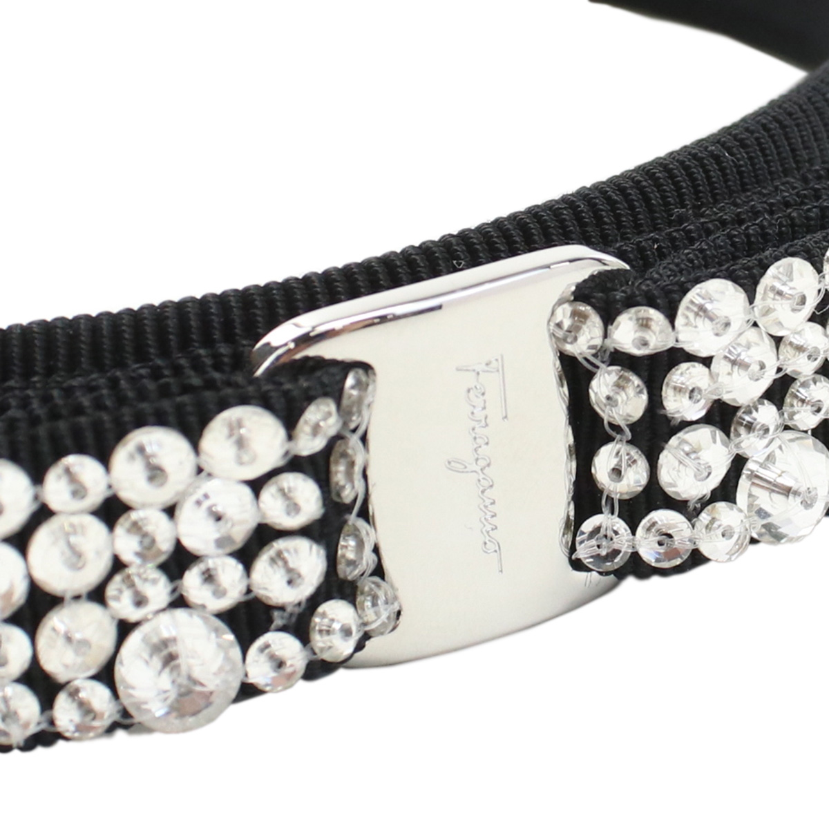 フェラガモ FERRAGAMO カチューシャ ヴィラリボン ビジュー ブランド34-7581 0713034 NERO+CRYSTALブラック accessory-01 - 画像 (4)