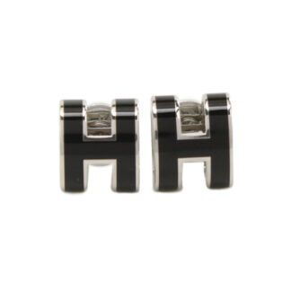 HERMES エルメス ピアス MINI POP H 03 NOIR レディース ブラック
