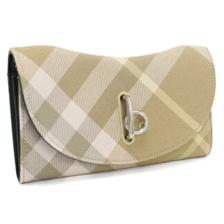 バーバリー BURBERRY 三つ折り長財布 小銭入付き ブランド チェック8081786 A374FLAX ベージュ系 wallet-01