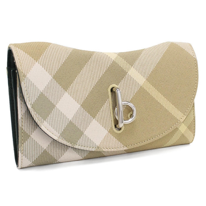 バーバリー BURBERRY 三つ折り長財布 小銭入付き ブランド チェック8081786 A374FLAX ベージュ系 wallet-01
