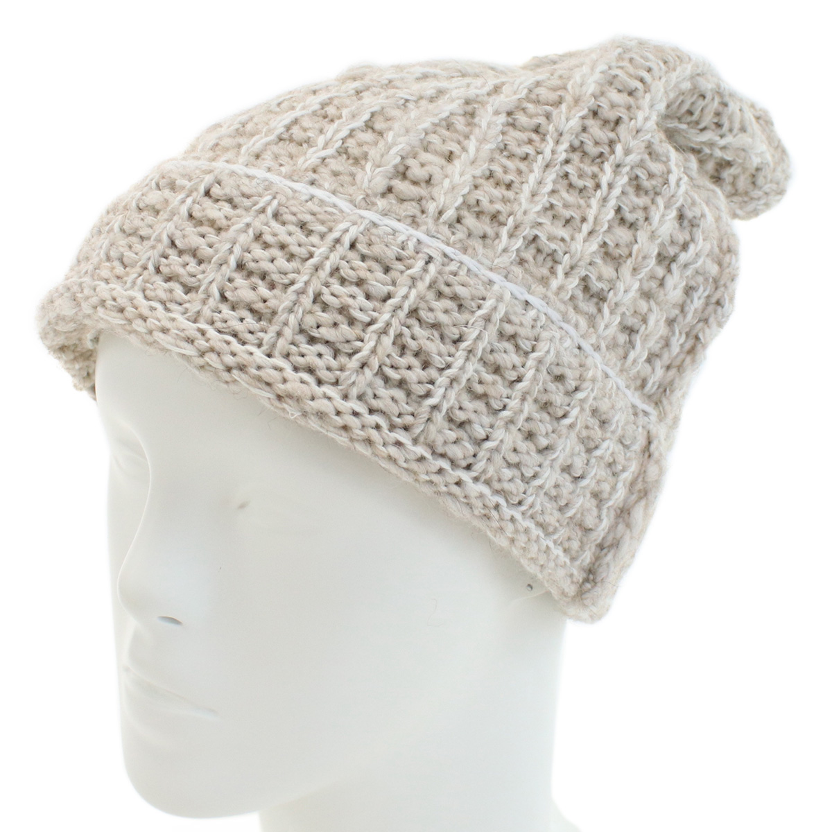 エムエムシックス MM6 レディース ニット帽 ブランドS52TC0050 S18051 106Mベージュ系 cap-01 warm-01 - 画像 (2)