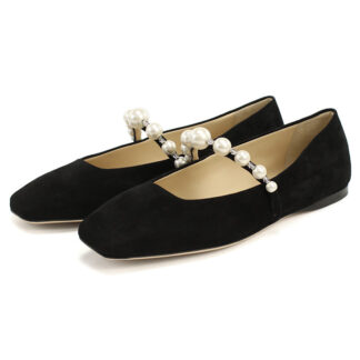 ジミーチュウ JIMMY CHOO レディース フラットシューズ ブランド　パール ADE FLAT　SZR　BLACK-WHITE ブラック shoes-01