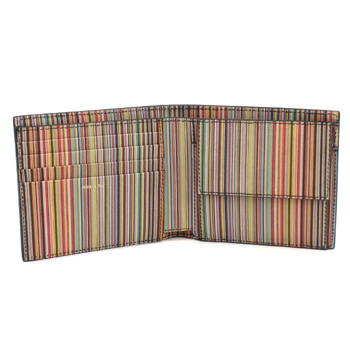 Paul Smith ポールスミス 二つ折り財布小銭入付き M1A4833 CMULTI 79 メンズ ブラック ストライプ - 画像 (6)