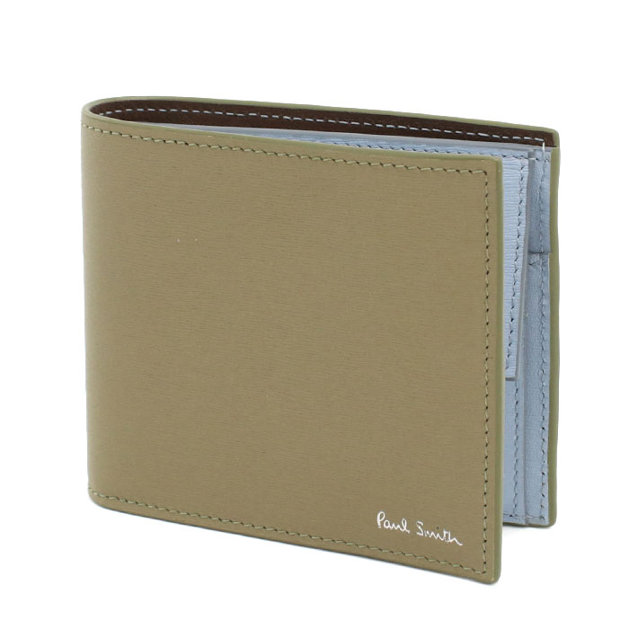 Paul Smith ポールスミス 二つ折り財布小銭入付き M1A4833 PSTRGS 63 メンズ カーキ 水色 - 画像 (3)