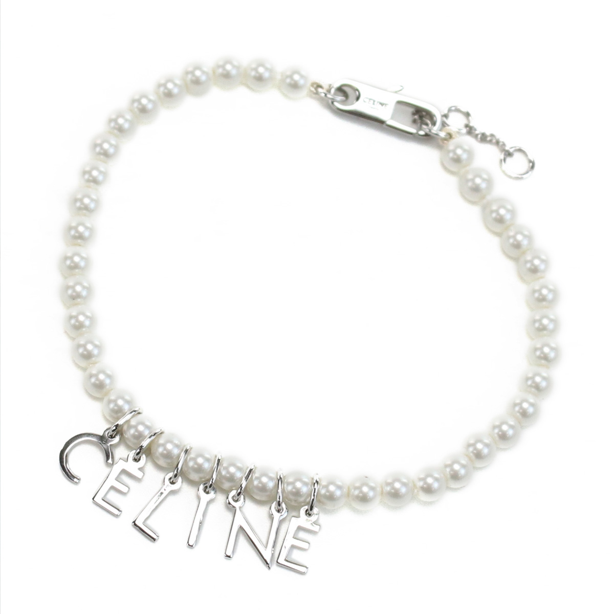 セリーヌ CELINE パール ブレスレット ロゴ460PZ 6BPE 01ISホワイト系 シルバー系 accessory-01