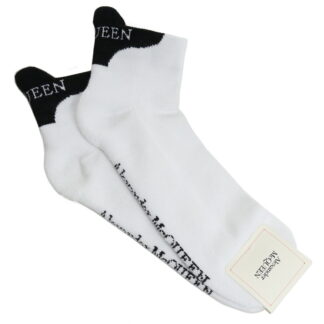 アレキサンダーマックイーン Alexander McQueen  メンズ－ソックス572016　4B67Q　9060ホワイト系 ブラック socks-01