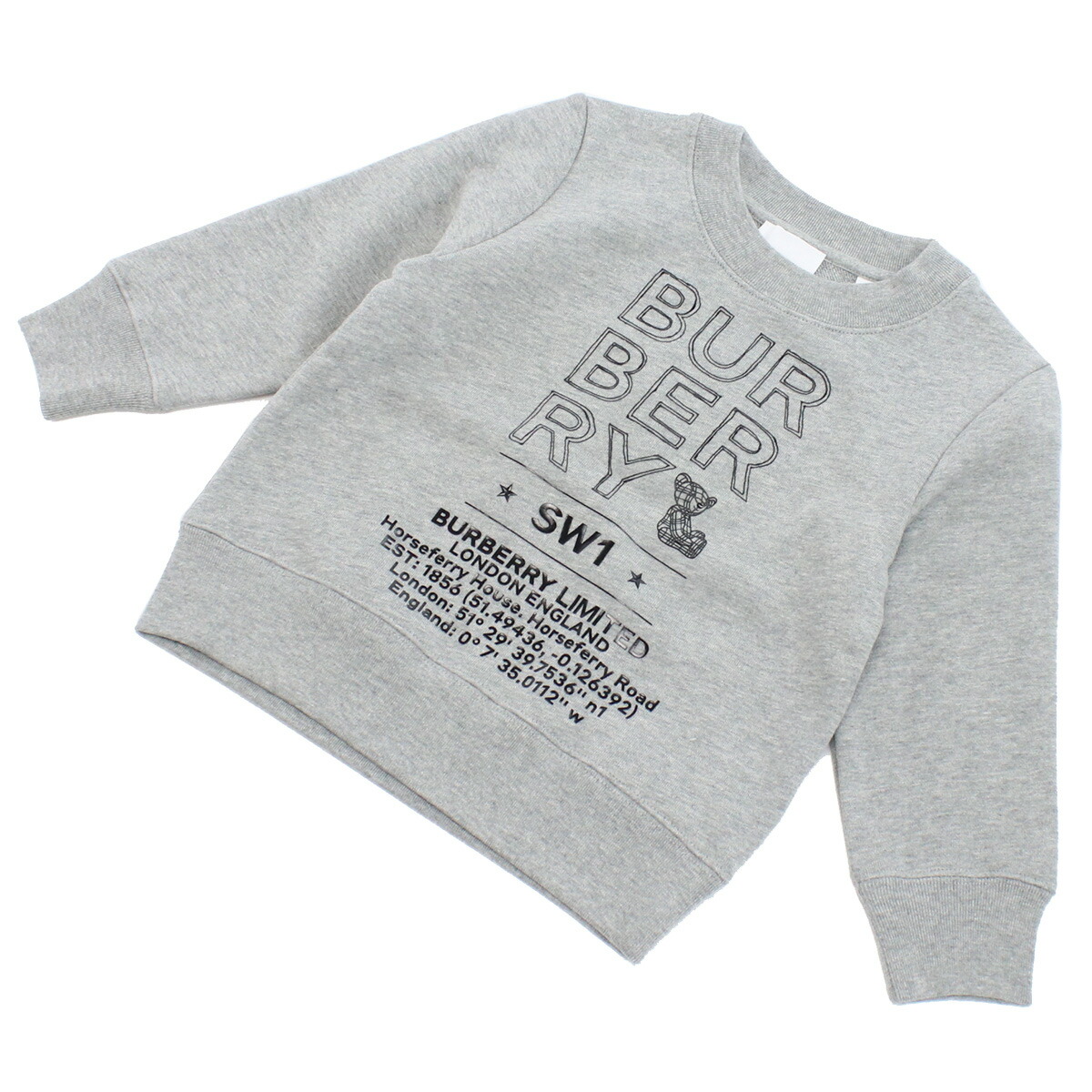 バーバリー BURBERRY キッズ-スウェット8053818 A1216GREY MELANGE グレー系 kb-01